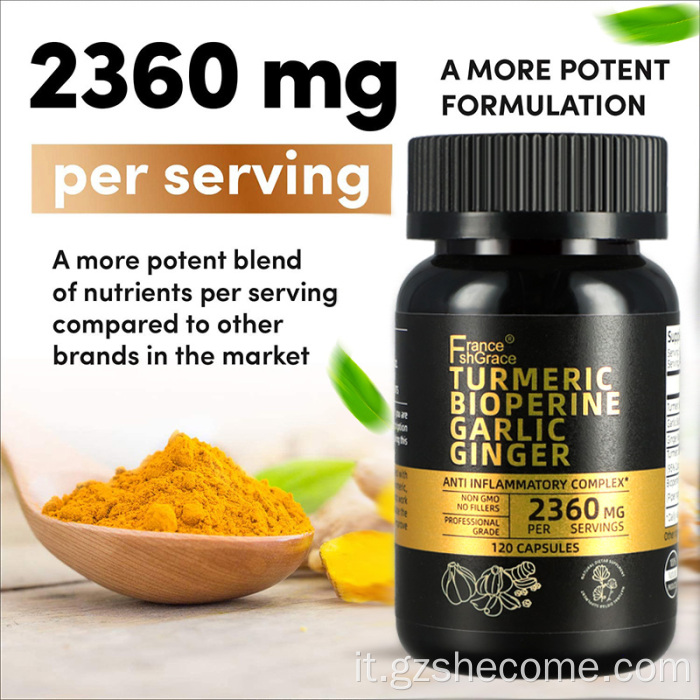 Integratori di curcuma Supporto immunitario Capsule di curcuma e zenzero